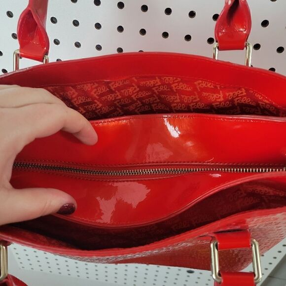 Folli Follie Red Patent Logomania Handbag - Picture 8 of 14